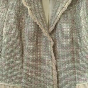 Tweed Blazer with Ruffle & Rhinestone Detailing